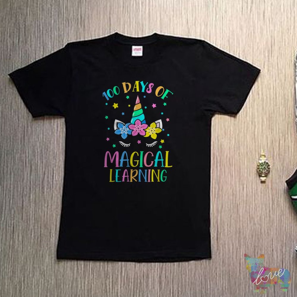 Happy 100 Days Of School Magical Learning Shirt Unicorn